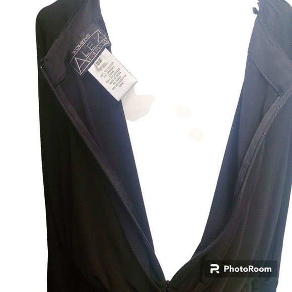 Alex Evenings Black Jersey Blouson Dress Black Rhinestone Embellishment … - Picture 3 of 7